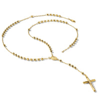 14k 4mm Mirror Beaded Semi-solid Rosary 24 inch Necklace-SF2066-24