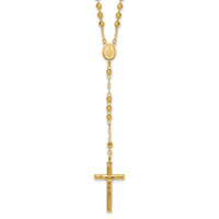 14k 4mm Mirror Beaded Semi-solid Rosary 24 inch Necklace-SF2066-24
