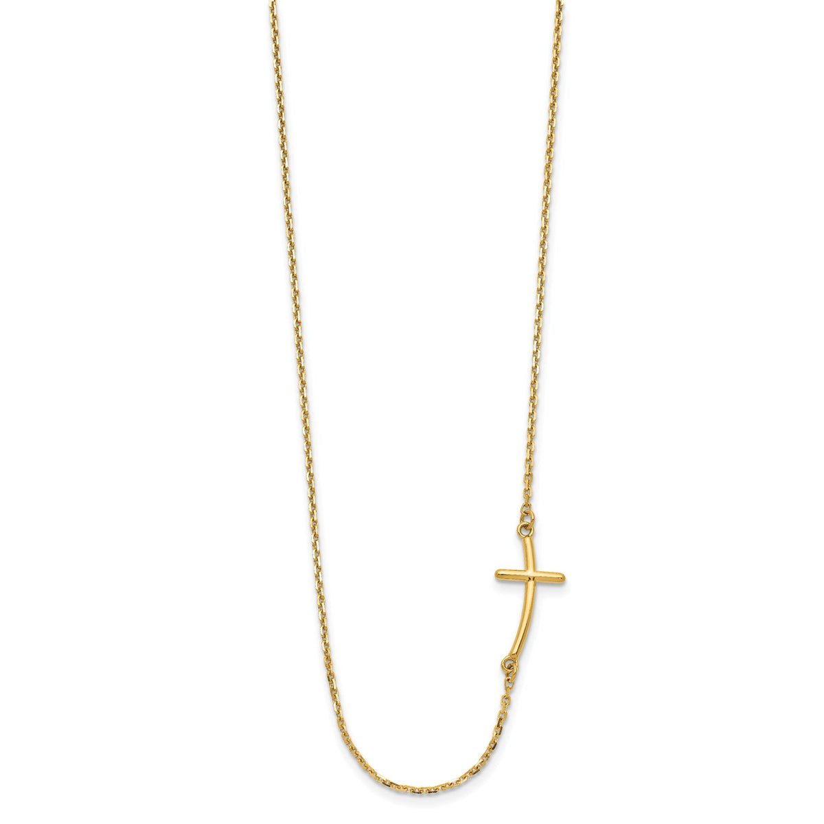 14k Small Sideways Curved Cross Necklace-SF2080-19