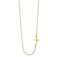 14k Small Sideways Curved Cross Necklace-SF2080-19