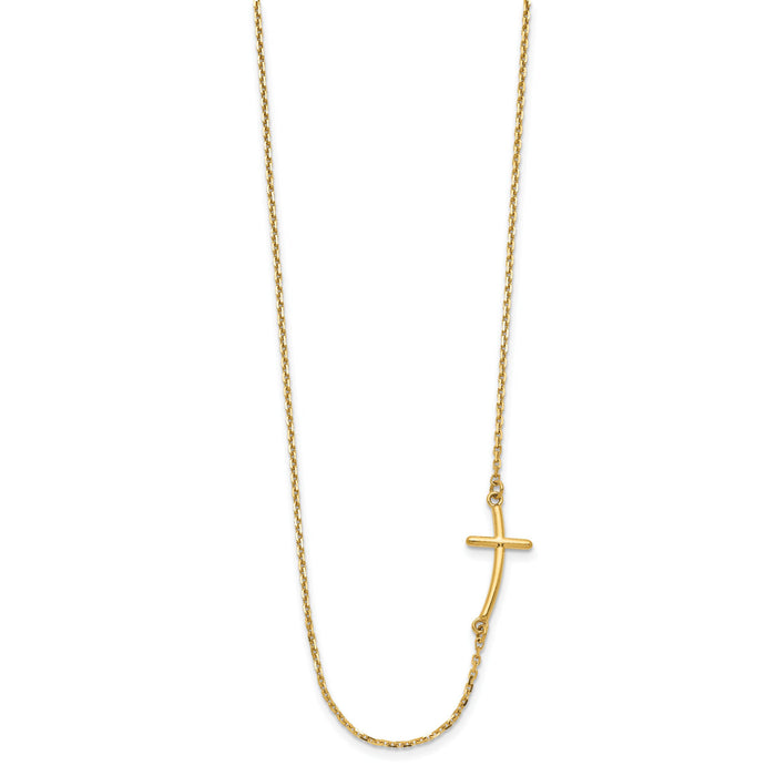 14k Small Sideways Curved Cross Necklace-SF2080-19