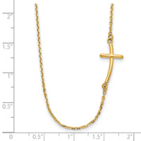 14k Small Sideways Curved Cross Necklace-SF2080-19