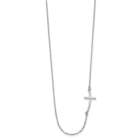 14k White Gold Small Sideways Curved Cross Necklace-SF2081-19