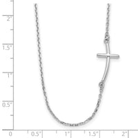 14k White Gold Small Sideways Curved Cross Necklace-SF2081-19