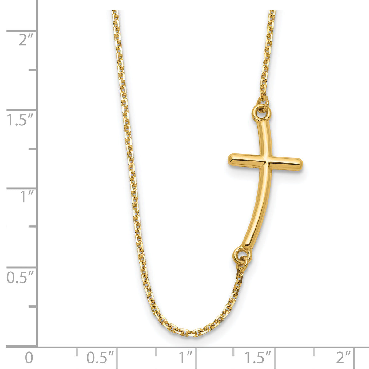 14k Large Sideways Curved Cross Necklace-SF2082-19
