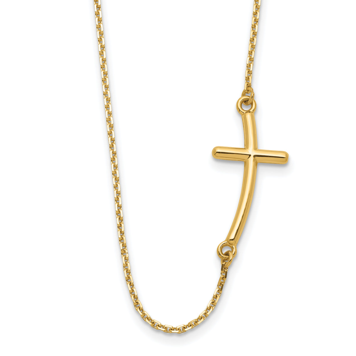 14k Large Sideways Curved Cross Necklace-SF2082-19