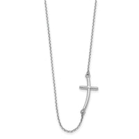 14k White Gold Large Sideways Curved Cross Necklace-SF2083-19