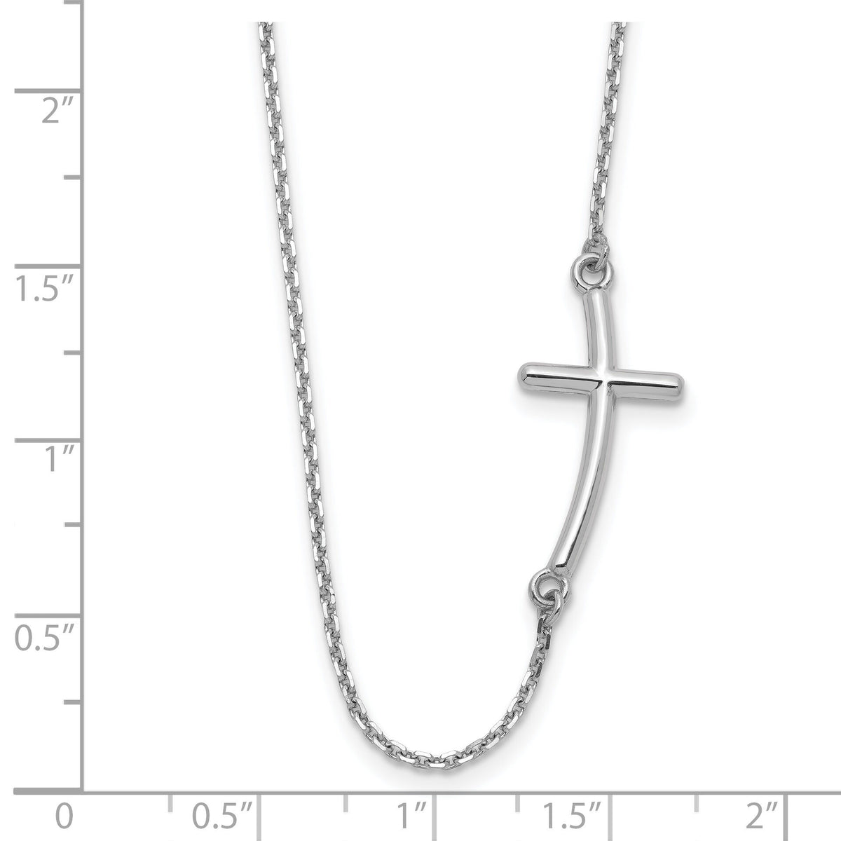 14k White Gold Large Sideways Curved Cross Necklace-SF2083-19