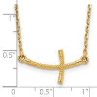 14k Small Sideways Curved Twist Cross Necklace-SF2086-19