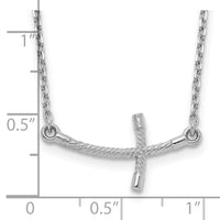 14k White Gold Small Sideways Curved Twist Cross Necklace-SF2087-19