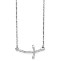 14k White Gold Large Sideways Curved Twist Cross Necklace-SF2089-19