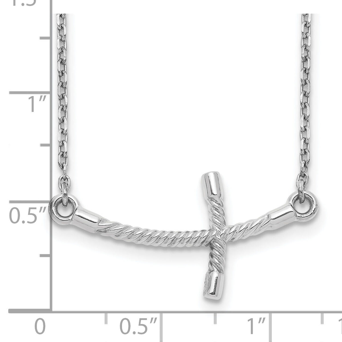 14k White Gold Large Sideways Curved Twist Cross Necklace-SF2089-19