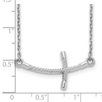 14k White Gold Large Sideways Curved Twist Cross Necklace-SF2089-19
