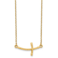 14k Large Sideways Curved Twist Cross Necklace-SF2090-19