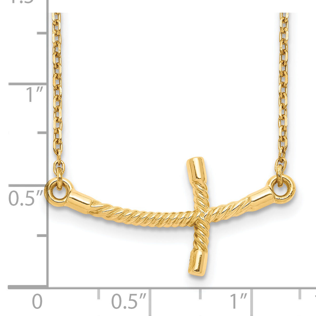 14k Large Sideways Curved Twist Cross Necklace-SF2090-19