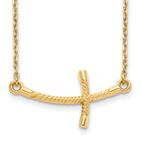14k Large Sideways Curved Twist Cross Necklace-SF2090-19