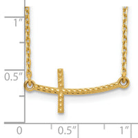 14k Sideways Curved Textured Cross Necklace-SF2092-19
