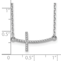 14k White Gold Sideways Curved Textured Cross Necklace-SF2094-19
