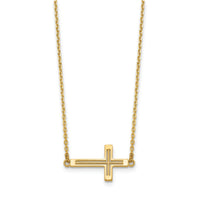 14k Sideways Cut-out Cross Necklace-SF2096-19
