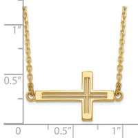 14k Sideways Cut-out Cross Necklace-SF2096-19
