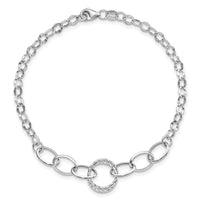 14k White Gold Polished Textured Fancy Link Bracelet-SF2131-8