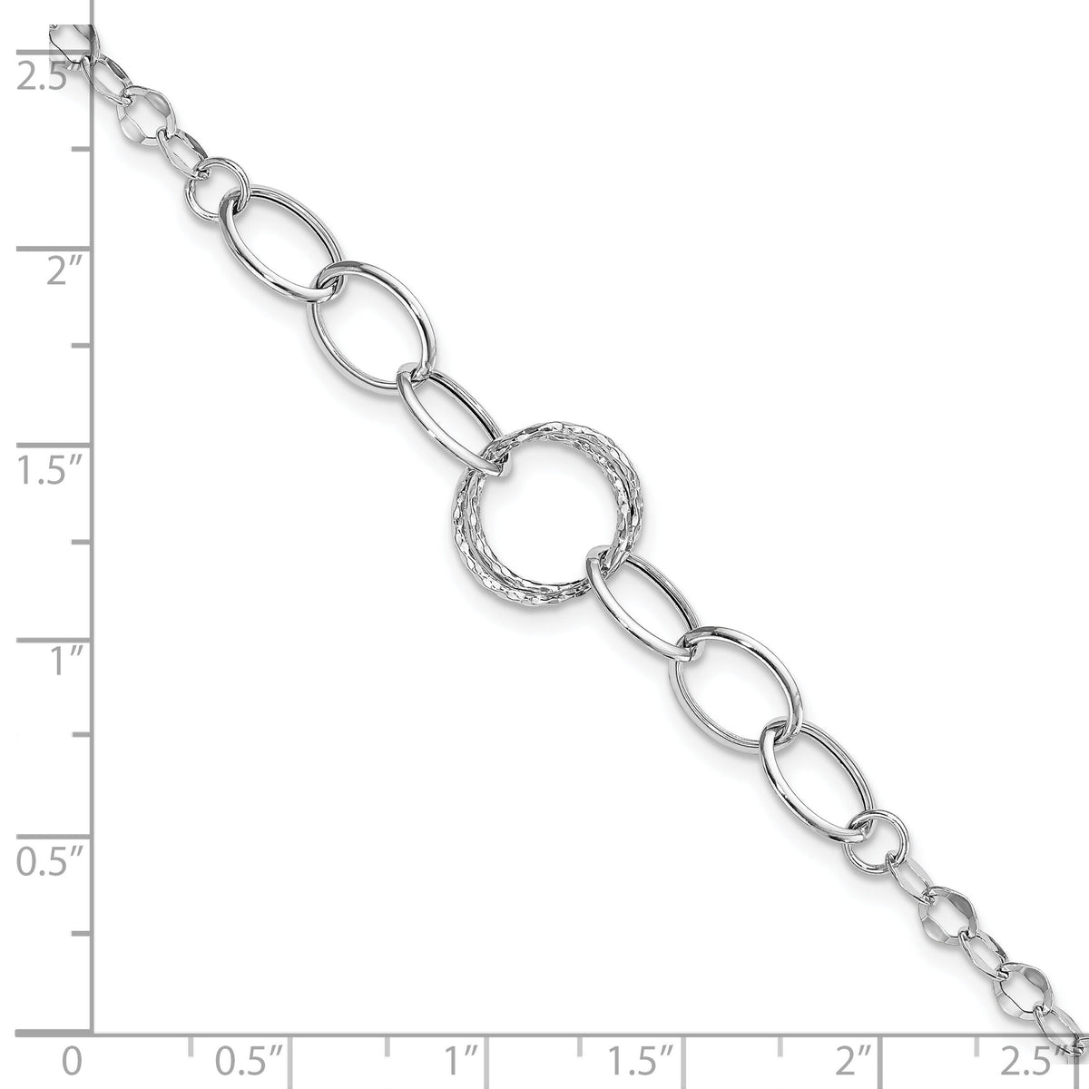 14k White Gold Polished Textured Fancy Link Bracelet-SF2131-8