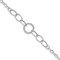 14k White Gold Polished Textured Fancy Link Bracelet-SF2131-8