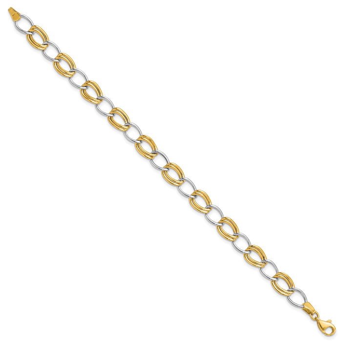 14K Two-Tone Polished Open Link Bracelet-SF2140-7.5