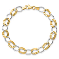 14K Two-Tone Polished Open Link Bracelet-SF2140-7.5