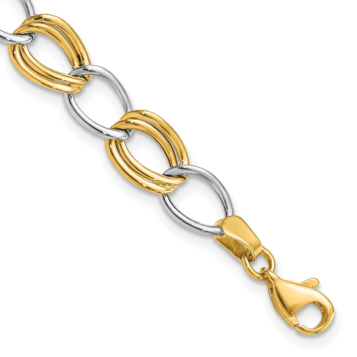 14K Two-Tone Polished Open Link Bracelet-SF2140-7.5