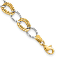 14K Two-Tone Polished Open Link Bracelet-SF2140-7.5