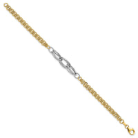 14k Two-tone D/C & Polished 7.5in Fancy Link Bracelet-SF2150-7.5