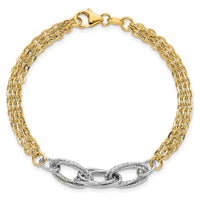14k Two-tone D/C & Polished 7.5in Fancy Link Bracelet-SF2150-7.5