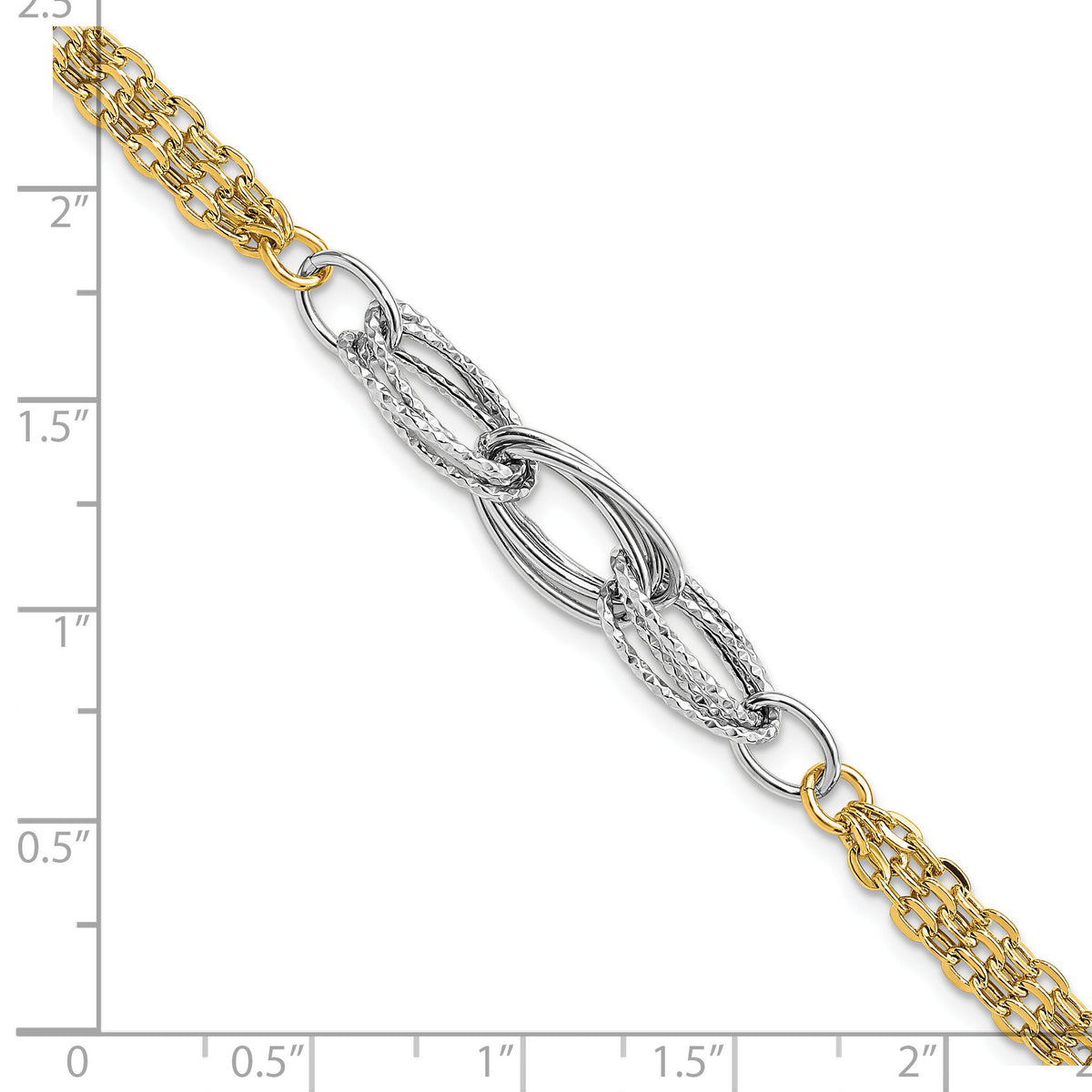 14k Two-tone D/C & Polished 7.5in Fancy Link Bracelet-SF2150-7.5