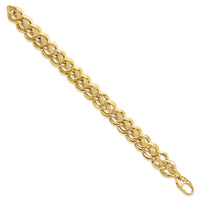 14k Polished and Textured Fancy Link Bracelet-SF2176-8
