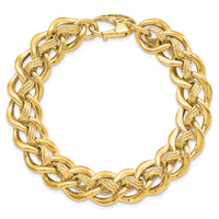 14k Polished and Textured Fancy Link Bracelet-SF2176-8