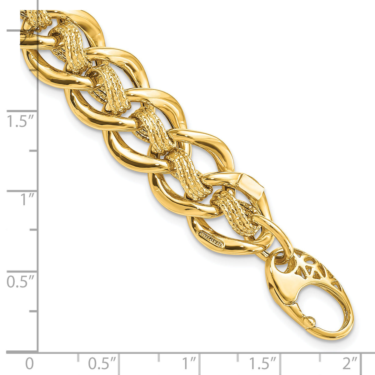 14k Polished and Textured Fancy Link Bracelet-SF2176-8