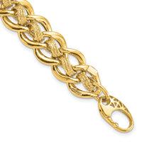 14k Polished and Textured Fancy Link Bracelet-SF2176-8