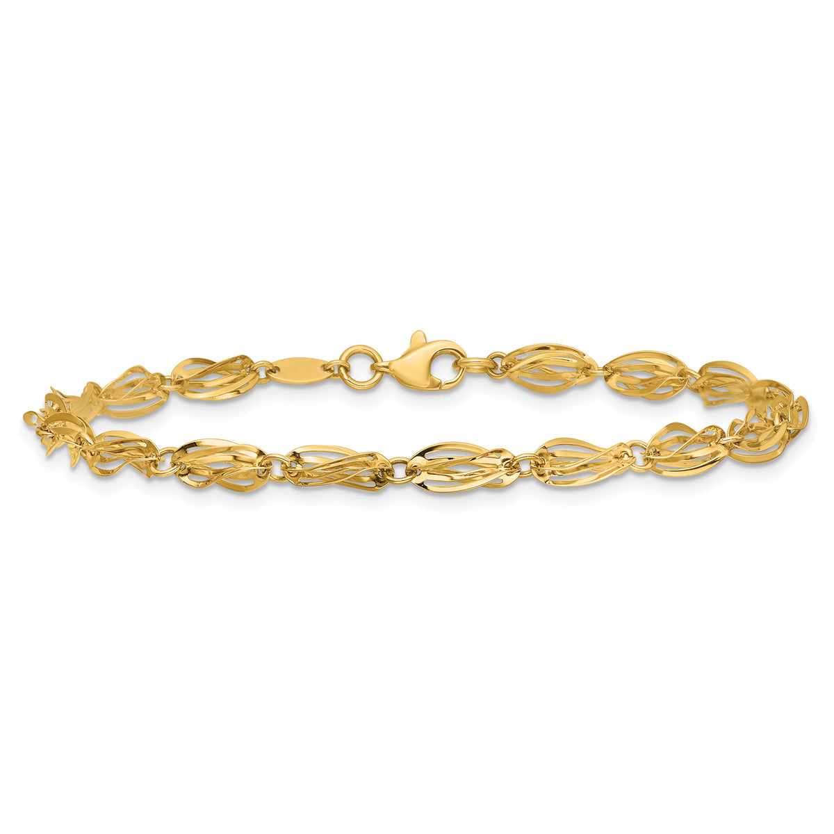 14K Gold Polished Fancy Bracelet-SF2203-7.75