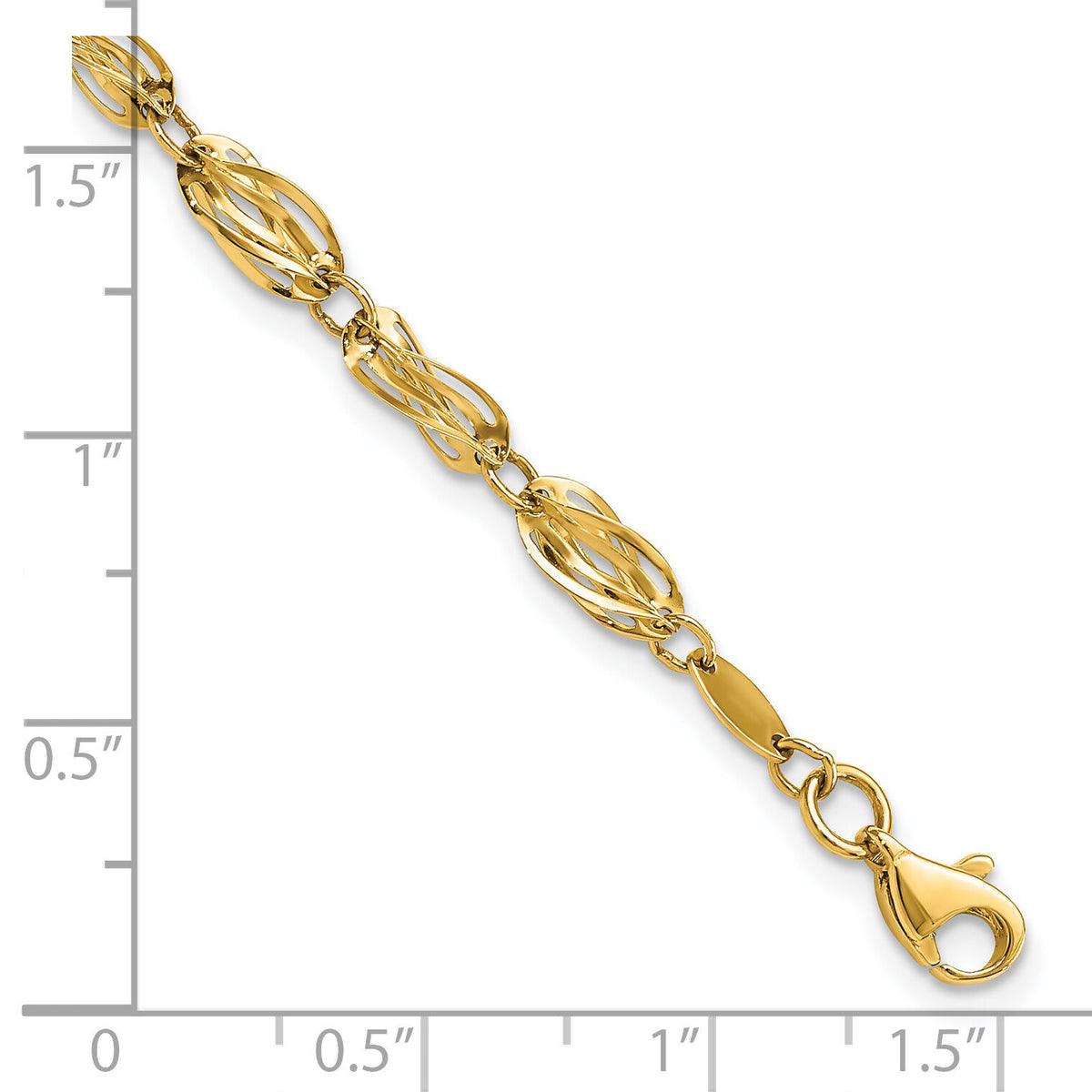 14K Gold Polished Fancy Bracelet-SF2203-7.75