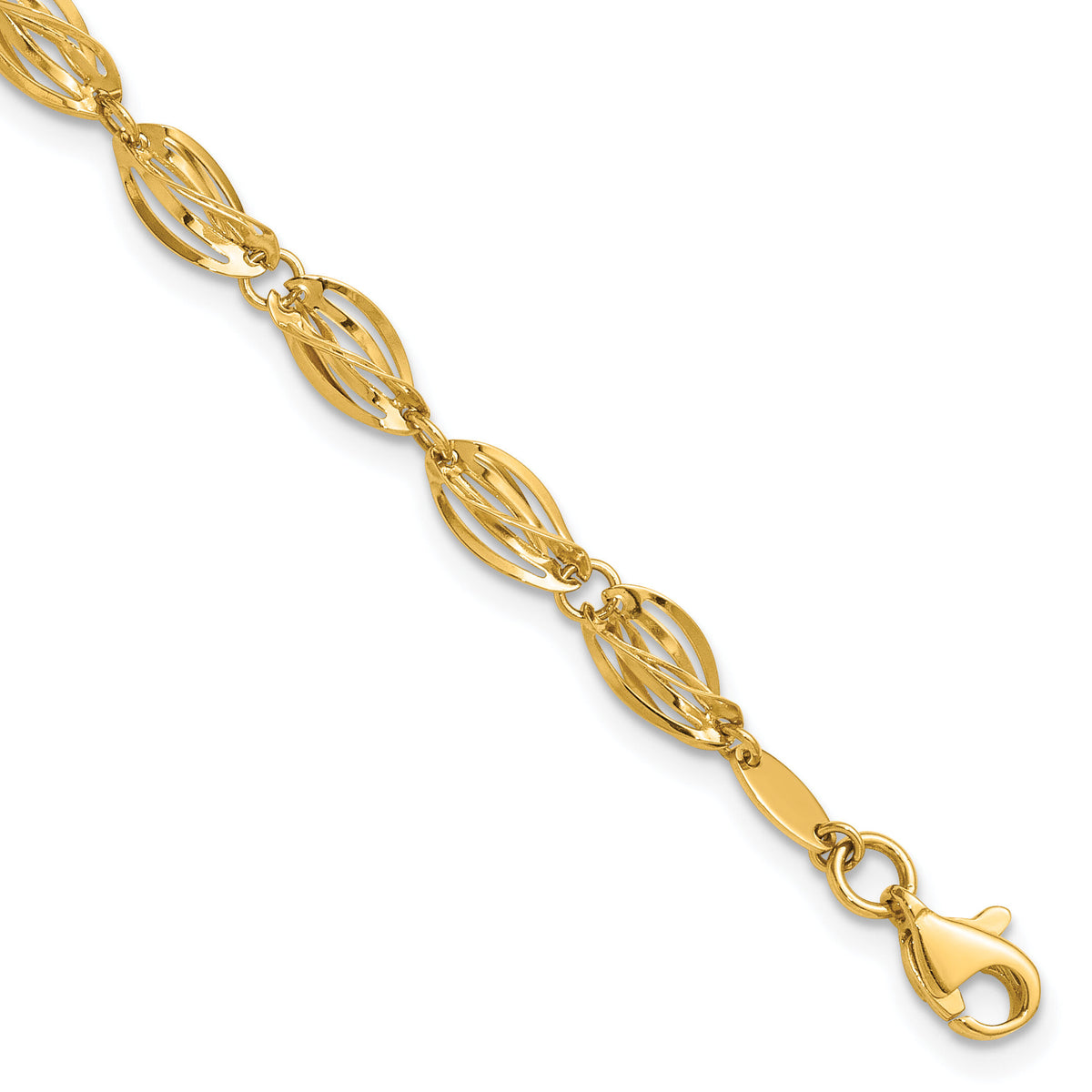 14K Gold Polished Fancy Bracelet-SF2203-7.75