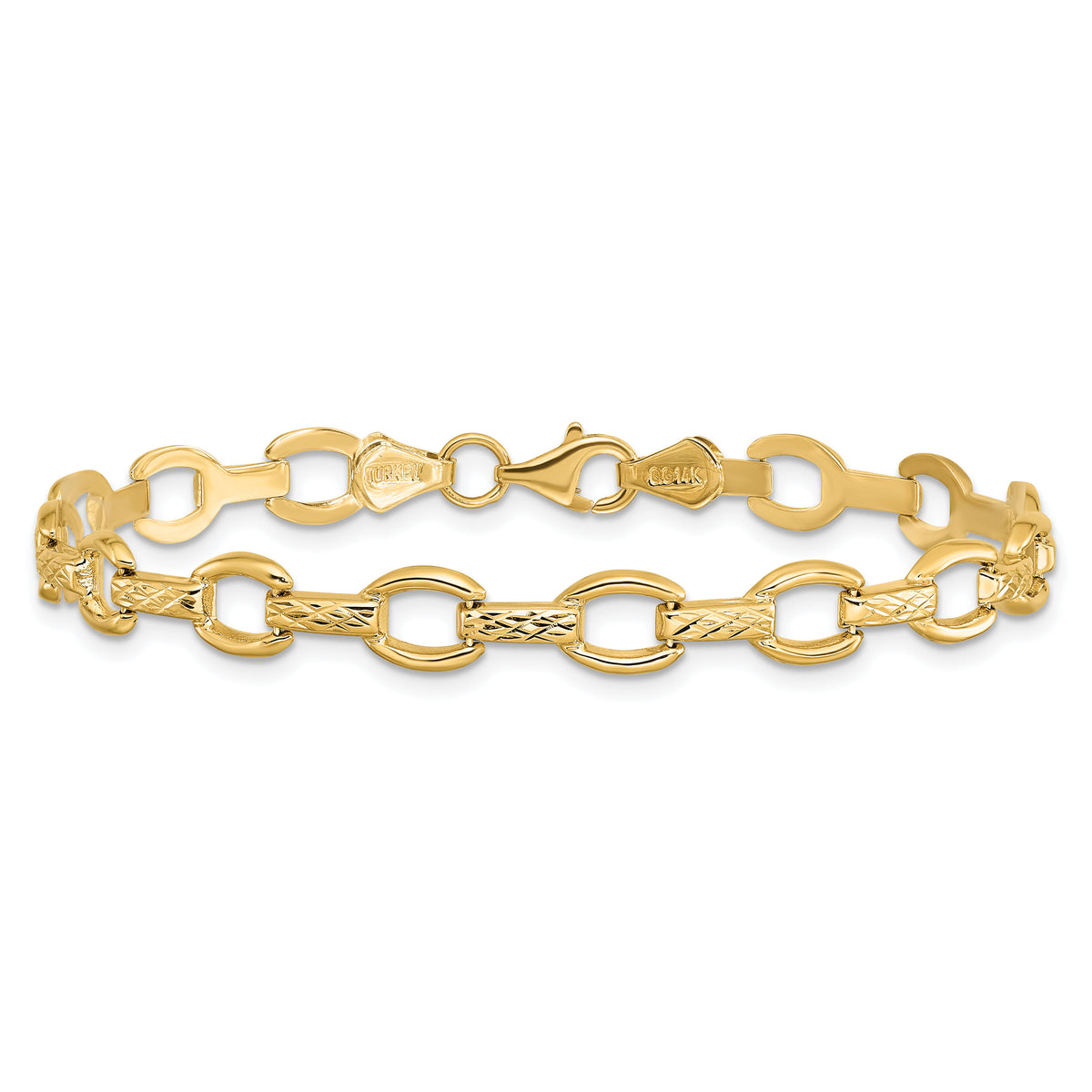 14k Diamond Cut Fancy Link Bracelet-SF2206-7