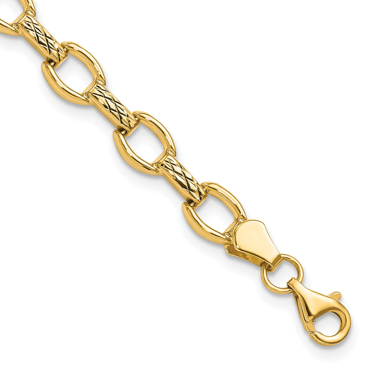 14k Diamond Cut Fancy Link Bracelet-SF2206-7
