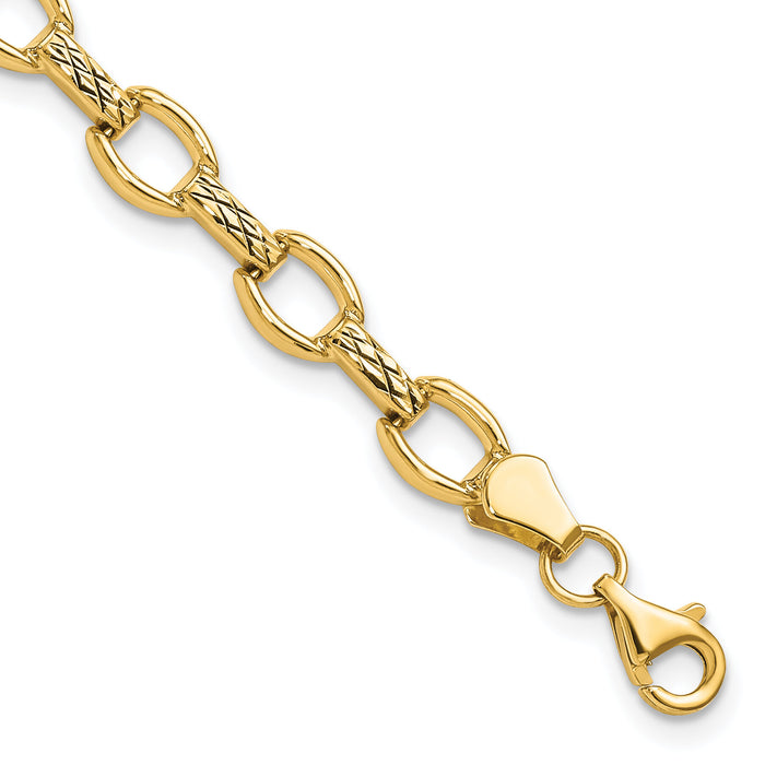14k Diamond Cut Fancy Link Bracelet-SF2206-7