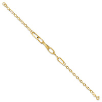 14k Gold Polished Textured Fancy Link Bracelet-SF2216-7.75