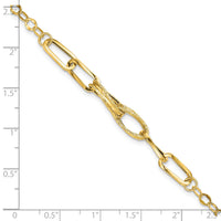 14k Gold Polished Textured Fancy Link Bracelet-SF2216-7.75
