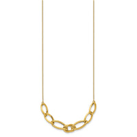 14k Polished and Textured Fancy Link Necklace-SF2228-17.5