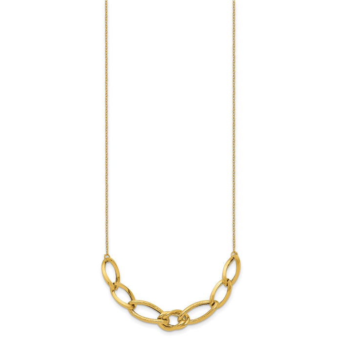14k Polished and Textured Fancy Link Necklace-SF2228-17.5