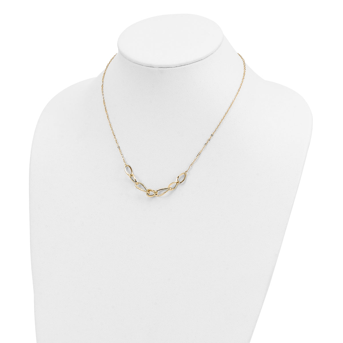 14k Polished and Textured Fancy Link Necklace-SF2228-17.5