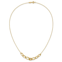14k Polished and Textured Fancy Link Necklace-SF2228-17.5